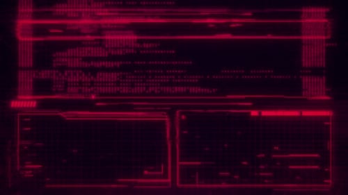 Abstract Red Looping Display Background with Data and Screen Distortion