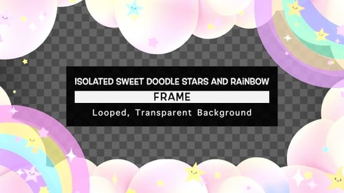 Isolated Sweet Doodle Stars And Rainbow Frame