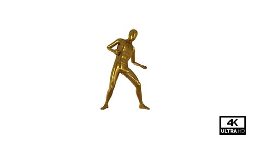 3D Golden Mannequin Dancing Animation with Alpha Channel
