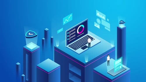 Isometric Technology Data Analysis and Business Illustration