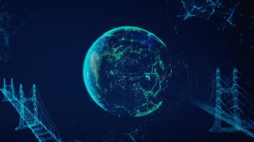 Futuristic Digital Earth Globe Rotating with Global Connections