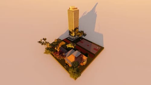 Construcción de aldea isométrica