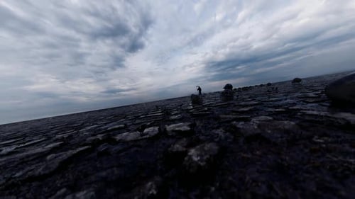 Frightened Death Executioner in the Desolate Arid Field
