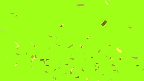 Golden Confetti Falling on Green Screen
