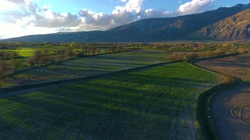 Scenic Rural Landscape with Majestic Mountains