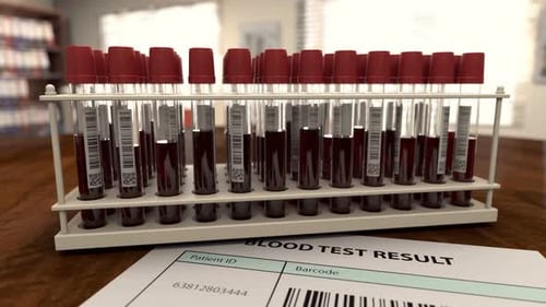 Positive Medical Test Result Animation with Blood Samples