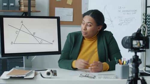 Woman Teaching Math Class Online