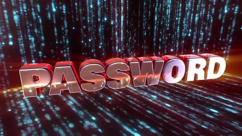 Futuristic Password Text with Digital Rain Background