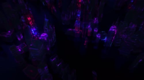 Colorful Sci Fi Cyber City Hud Background