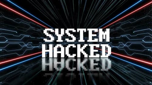 System Hacked Glitch Text Reveal in Digital Tunnel