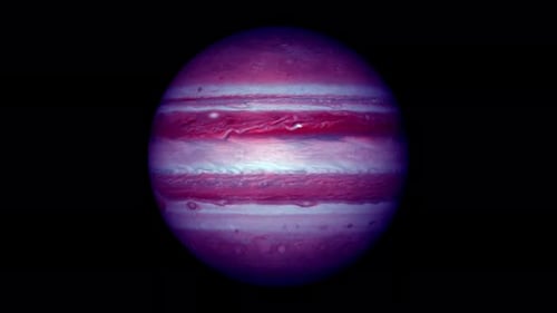 Abstract Rotating Planet with Vibrant Pink and Purple Bands