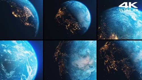 Cinematic High Detail Earth Rotation From Space Background Pack
