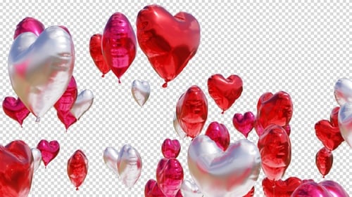 Animated Metallic Heart Balloons Overlay