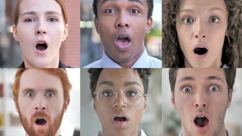 Collage of Young People With Shocked Expression
