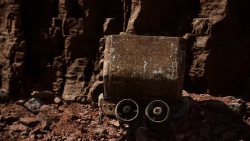 Un carro abandonado para una mina de oro utilizado para transportar minerales durante la fiebre del oro