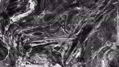 Abstrakter Hintergrund, schwarze, weiße Farbe, Wasserfarbe, Marmor, flüssige Animation