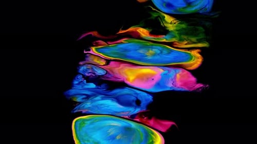 Abstract Fluid Colors Swirl on Black Backdrop