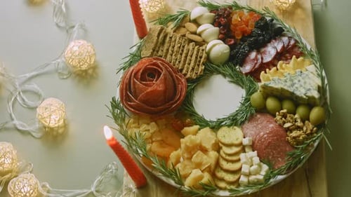 Charcuterie Plate with Salami Different Kinds of Cheese
