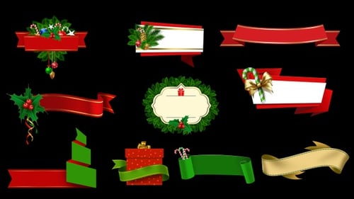Animated Christmas Banners and Holiday Decorative Ribbons Pack