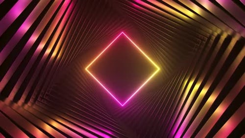 Abstrakter ultravioletter futuristischer Hintergrund Spinntunnel mit rosa gelbem Neonlicht