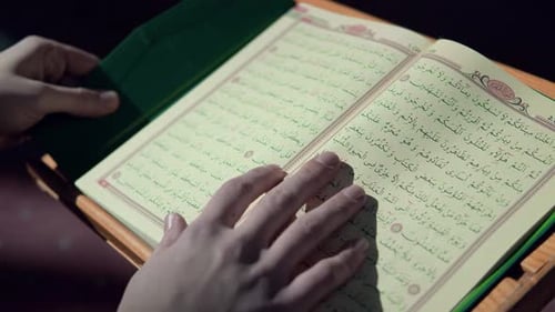 Muslim Young Man Reading Quran Mosque