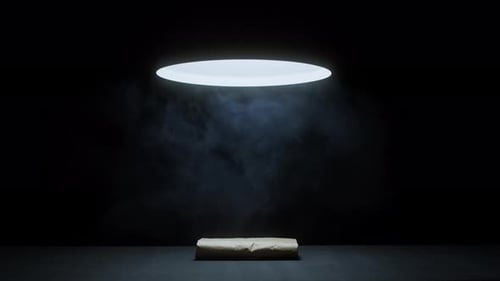 Suspenseful Package Under a Light with Smoke