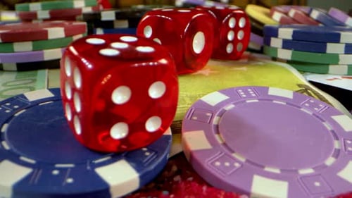 Gambling Money Poker Cards Red Dices And.Money Chips