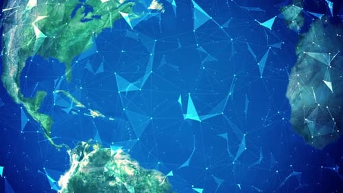 Futuristic Global Network Connecting Rotating Earth Animation