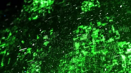 Abstract digital particles flow,Technology digital connection background. (loopable)