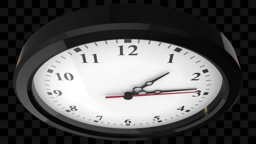 Modern Animated Clock Counting Time with Transparent Background