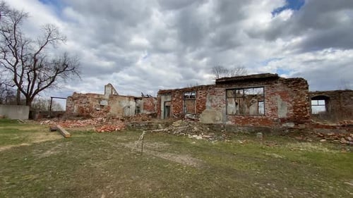 Ruined Old Red Brick House