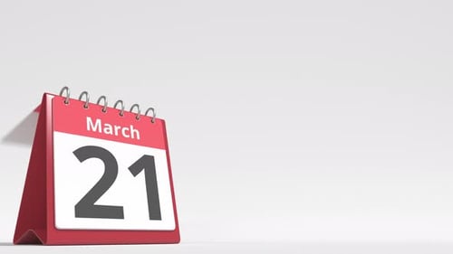 March 22 Date on the Flip Desk Calendar Page