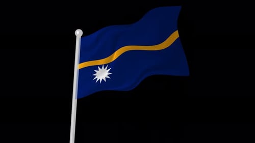 Nauru National Flag Waving in Realistic Style
