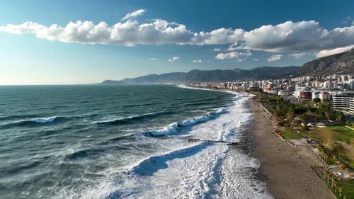 Aerial View Strong Storm Background Turkey Alanya
