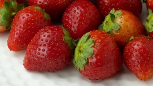Close Up of Ripe Red Strawberries on White