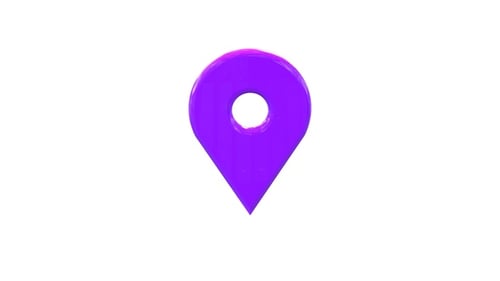 3D Purple Location Pin Icon Rotating Animation