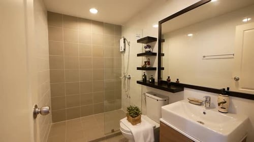 Modern Bathroom Interior Design with Shower and Sink