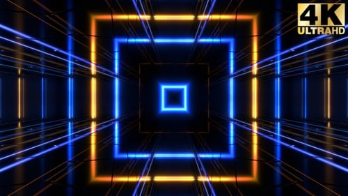 Futuristic Neon Geometric Tunnel Loop Background