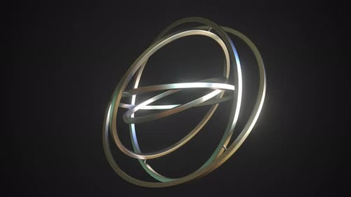 Abstract Geometric Metallic Rings Rotating Animation