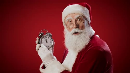 Santa Claus Shocked by the Time on Christmas