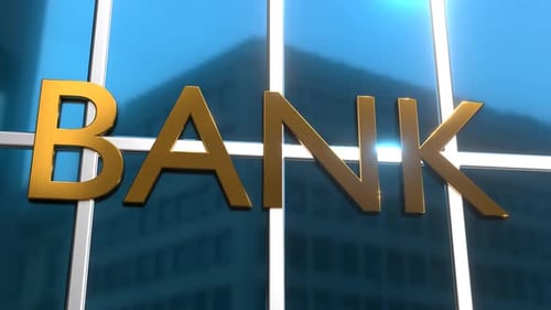 Glass bank building. Financial concept.