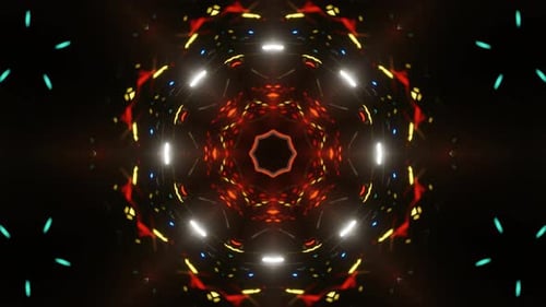 Abstract Glowing Neon Geometric Kaleidoscope Background