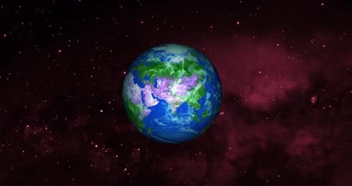 front view of the earth from space with clouds and green landscapes full view earth 4k. _13