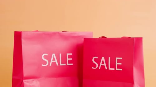 Black Friday Video Footage - Shopping Bags With Printed Sale Sign