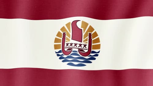 Waving French Polynesia Flag Animation Loop