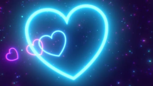Fly Through Pink Blue Fast Neon Glow Light Speed Heart Shaped Tunnel