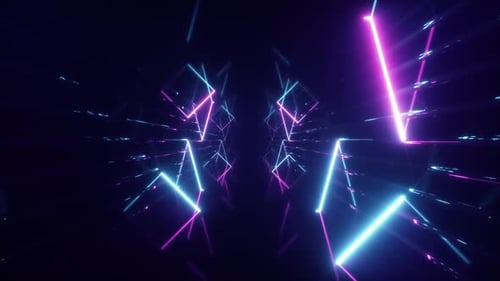Futuristic Neon Geometric Tunnel Loop Background