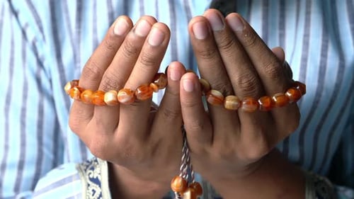 Muslim Man Praying During Ramadan, Close Up