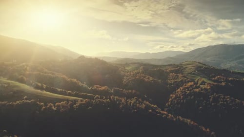 Soft Sunlight Mountain Land Scenery Aerial View