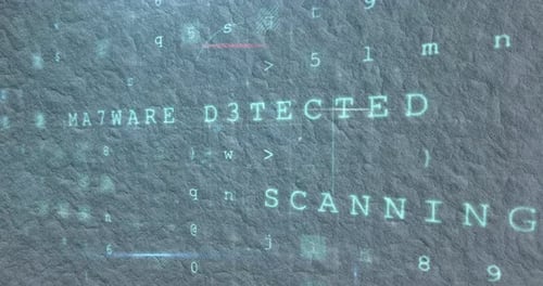 Animated Cyber Attack Warning with Digital Padlock and Scanning Data